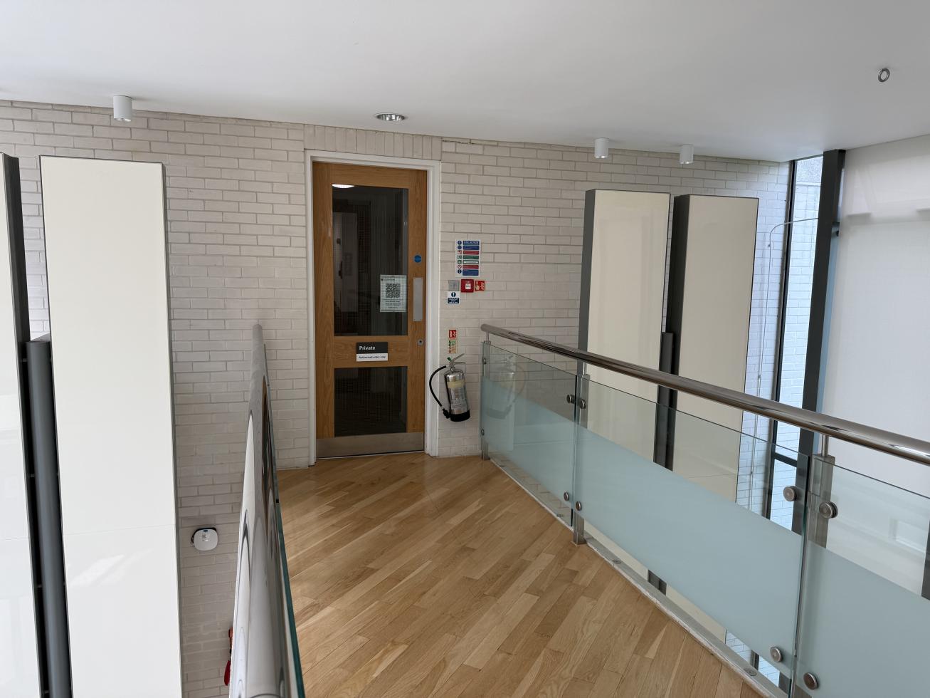 Paula Browne House S Corridor Car Entrance from Conference Centre Gallery